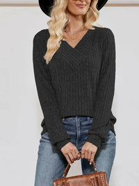 V - Neck Ribbed Long Sleeve Top - Update AvenueTrendsi100101716704934100101716704934d6b7812fdb7d4f35bac82eb364614251 - MaxBlack