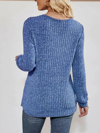 V - Neck Ribbed Long Sleeve Top - Update AvenueTrendsi1001017167073171001017167073174937dbfc42a4425bbaa138fee161a108 - MaxCobalt Blue
