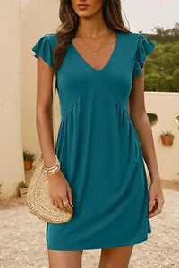 V - Neck Ruffled Cap Sleeve Dress - Update AvenueEffortless Elegance: DressesTrendsi1001004479111851001004479111857a6bd44a - 67ca - 4216 - 8284 - 9fbfca7322af - Max - OriginTeal