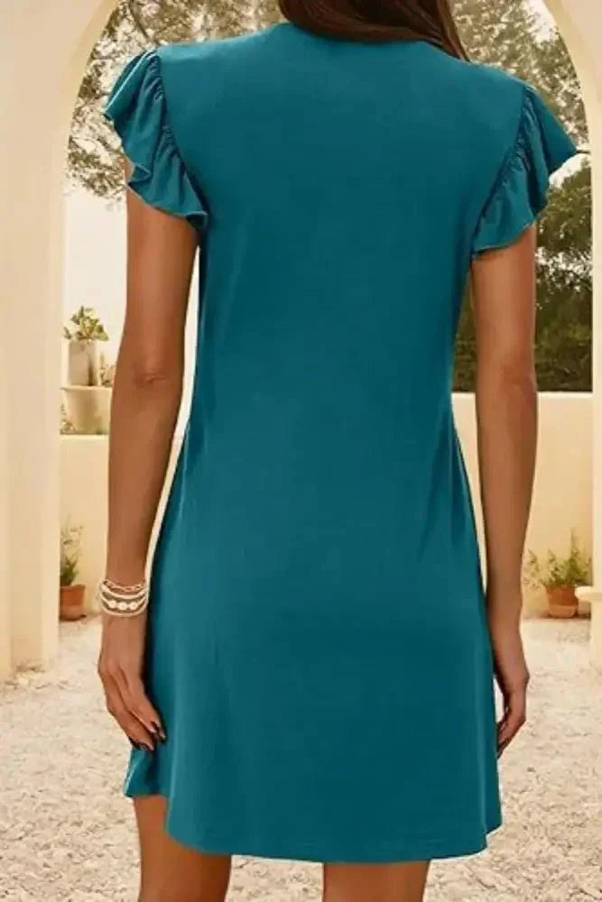 V - Neck Ruffled Cap Sleeve Dress - Update AvenueEffortless Elegance: DressesTrendsi1001004479111851001004479111851032067d - 4158 - 4c59 - a16f - 7d194cbca8a5 - Max - OriginTeal