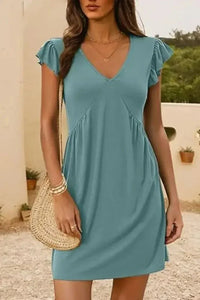 V - Neck Ruffled Cap Sleeve Dress - Update AvenueEffortless Elegance: DressesTrendsi10010044791264210010044791264245083bc9 - 33ed - 4023 - a6ff - d332162dd170 - Max - OriginAir Force Blue