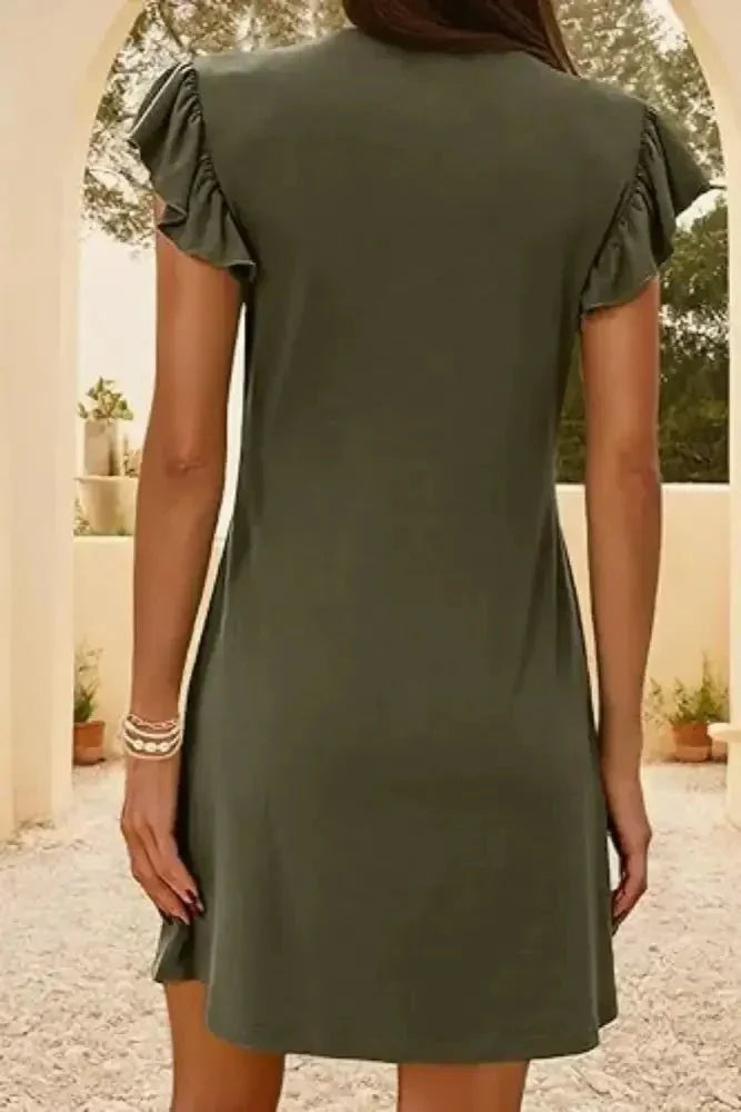 V - Neck Ruffled Cap Sleeve Dress - Update AvenueEffortless Elegance: DressesTrendsi100100447913135100100447913135d404639f - 3f33 - 464d - 91e8 - 34f0a42b7987 - Max - OriginArmy Green