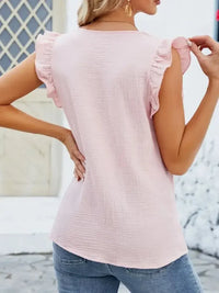V - Neck Ruffled Sleeve Top - Update AvenueT-ShirtsTrendsi10010062164316410010062164316426255e36 - 83b9 - 47c4 - 898c - 3cda6ea9b018 - Max - OriginPink