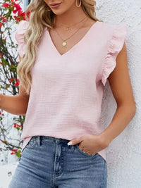 V - Neck Ruffled Sleeve Top - Update AvenueT-ShirtsTrendsi1001006216431641001006216431647ba3d11d - 3930 - 4aed - b45d - bb324a11a0aa - Max - OriginPink