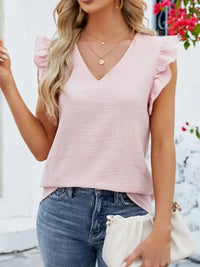 V - Neck Ruffled Sleeve Top - Update AvenueT-ShirtsTrendsi100100621643164100100621643164e8c54be6 - dedd - 45bf - bcec - 4fd9c5dff7b4 - Max - OriginPink