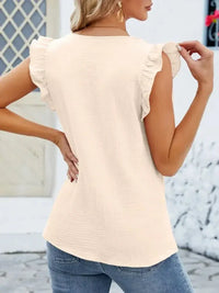 V - Neck Ruffled Sleeve Top - Update AvenueT-ShirtsTrendsi100100621645579100100621645579e49de519 - 2aa1 - 4805 - 80dc - 9d0b01b09f30 - Max - OriginApricot