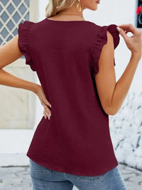 V - Neck Ruffled Sleeve Top - Update AvenueT-ShirtsTrendsi1001006216477311001006216477311e2e63a4 - e3a8 - 4725 - 8faa - 6d9940bf3948 - Max - OriginWine Red