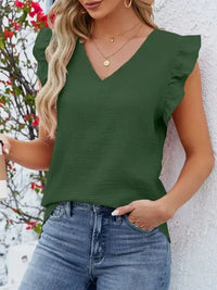 V - Neck Ruffled Sleeve Top - Update AvenueT-ShirtsTrendsi100100621647881100100621647881093a28e9 - b819 - 4db2 - 8157 - 57ce8dcb2e8d - Max - OriginGreen