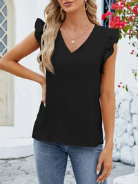 V - Neck Ruffled Sleeve Top - Update AvenueT-ShirtsTrendsi100100621649975100100621649975fc287f83 - a31d - 43c8 - bbc1 - 2494d253afd3 - Max - OriginBlack