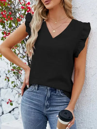 V - Neck Ruffled Sleeve Top - Update AvenueT-ShirtsTrendsi100100621649975100100621649975a70f7097 - af72 - 4538 - aecd - 7c92bd85ef50 - Max - OriginBlack