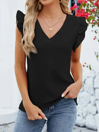 V - Neck Ruffled Sleeve Top - Update AvenueT-ShirtsTrendsi1001006216499751001006216499751701a3aa - 2e35 - 4a7e - 9285 - f51030b158ab - Max - OriginBlack