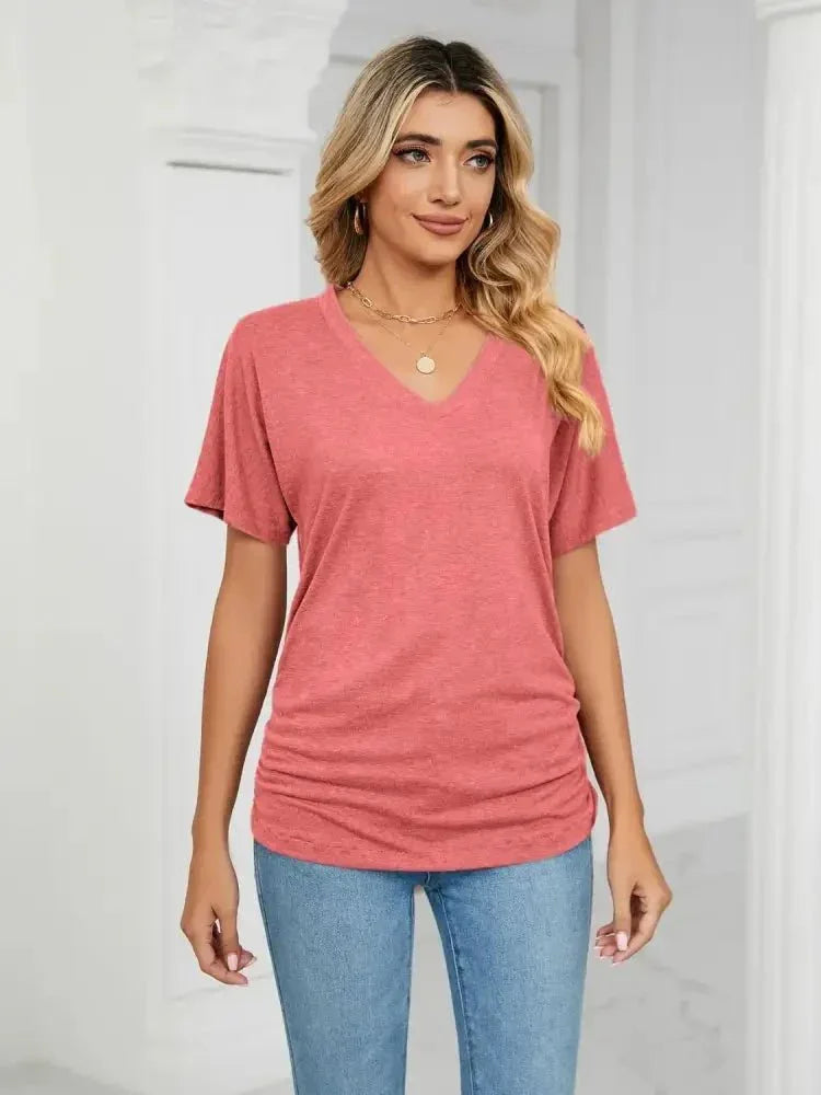 V - Neck Short Sleeve T-Shirt - Update AvenueT-ShirtsTrendsi100100164921666100100164921666f2956ce3 - 2513 - 41c7 - 99c1 - 120b6d0119b2 - Max - OriginBurnt Coral