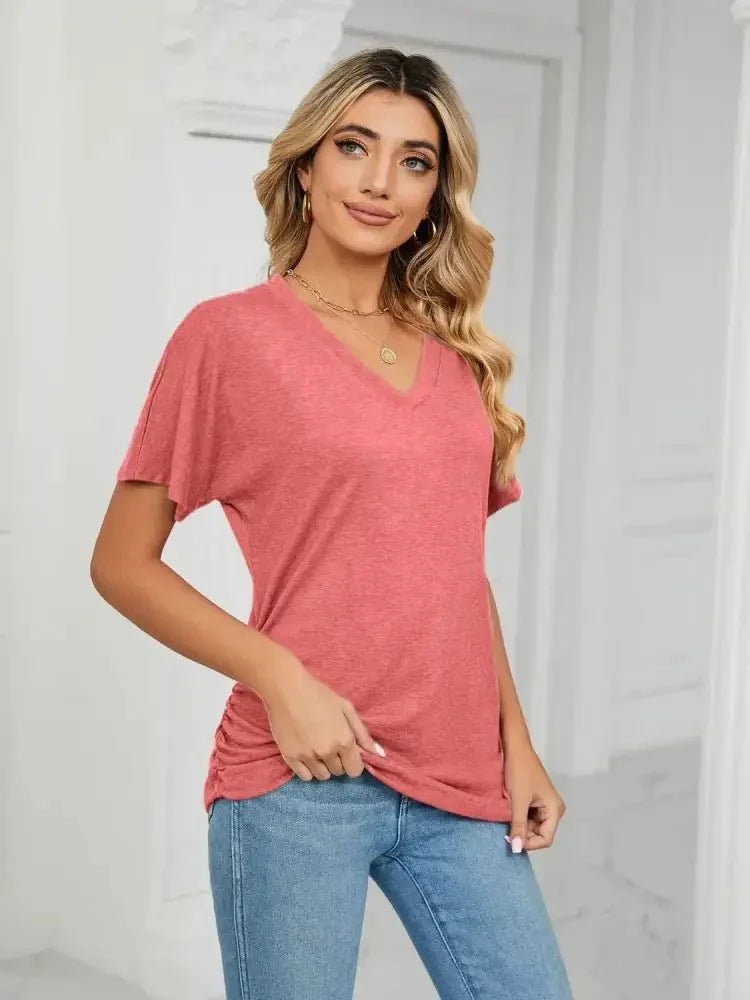 V - Neck Short Sleeve T-Shirt - Update AvenueT-ShirtsTrendsi100100164921666100100164921666adfd9a7d - 37da - 470c - 8337 - acbb52a006f4 - Max - OriginBurnt Coral