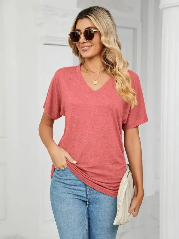 V - Neck Short Sleeve T-Shirt - Update AvenueT-ShirtsTrendsi100100164921666100100164921666d3166046 - 43c6 - 4773 - 9fe4 - ab8f4a115269 - Max - OriginBurnt Coral