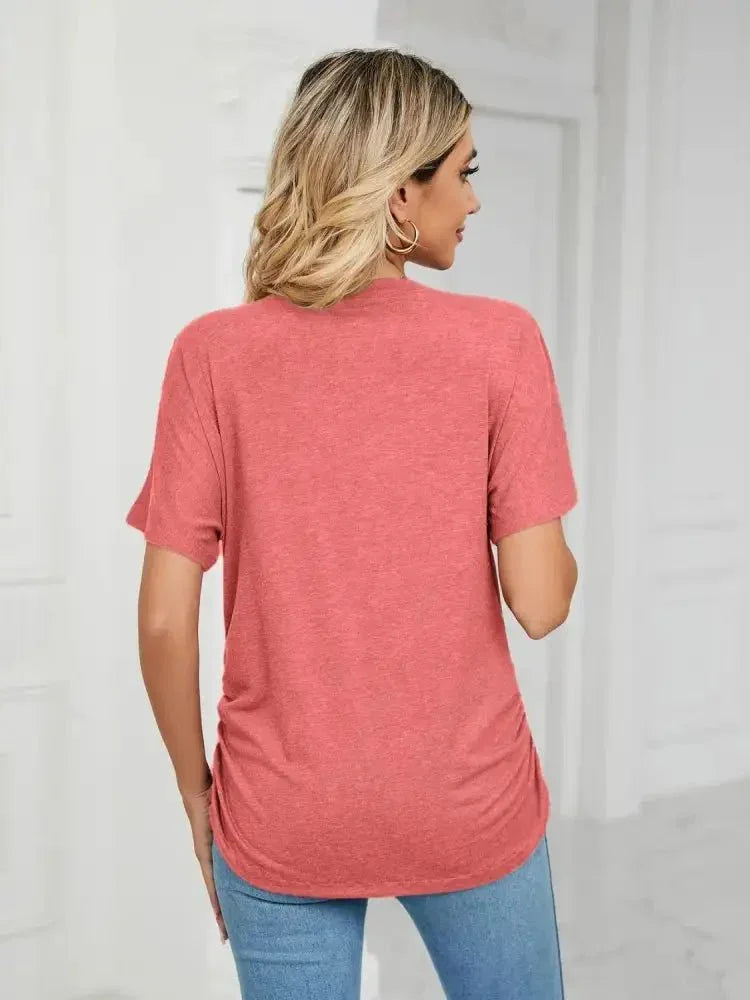 V - Neck Short Sleeve T-Shirt - Update AvenueT-ShirtsTrendsi100100164921666100100164921666ad27a660 - 002b - 43c6 - afa4 - 14c8df712543 - Max - OriginBurnt Coral