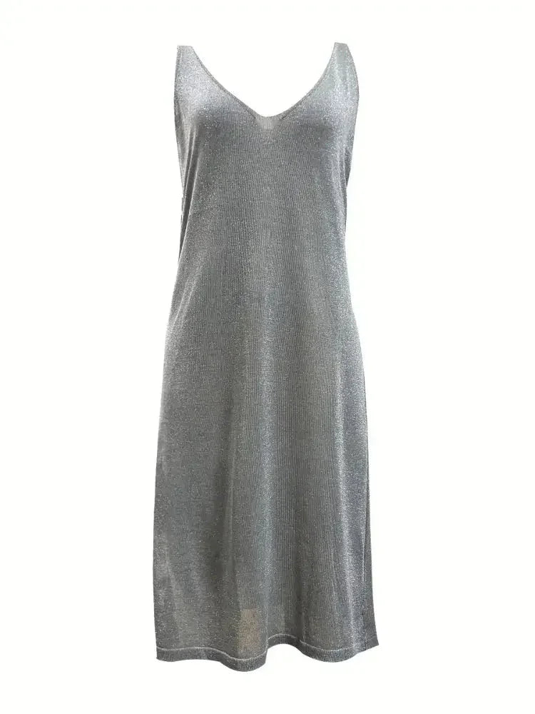 V - Neck Sleeveless Midi Dress - Update AvenueCasual DressesTrendsi100100681207798100100681207798V - Neck Sleeveless Midi DressGrey