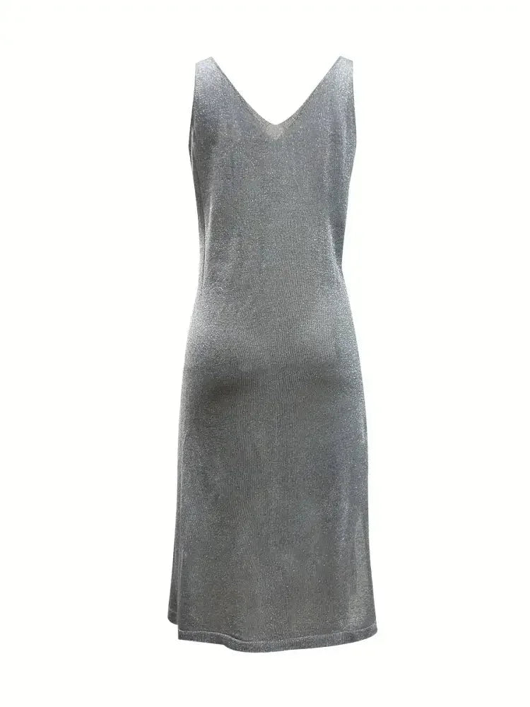 V - Neck Sleeveless Midi Dress - Update AvenueCasual DressesTrendsi100100681207798100100681207798V - Neck Sleeveless Midi DressGrey