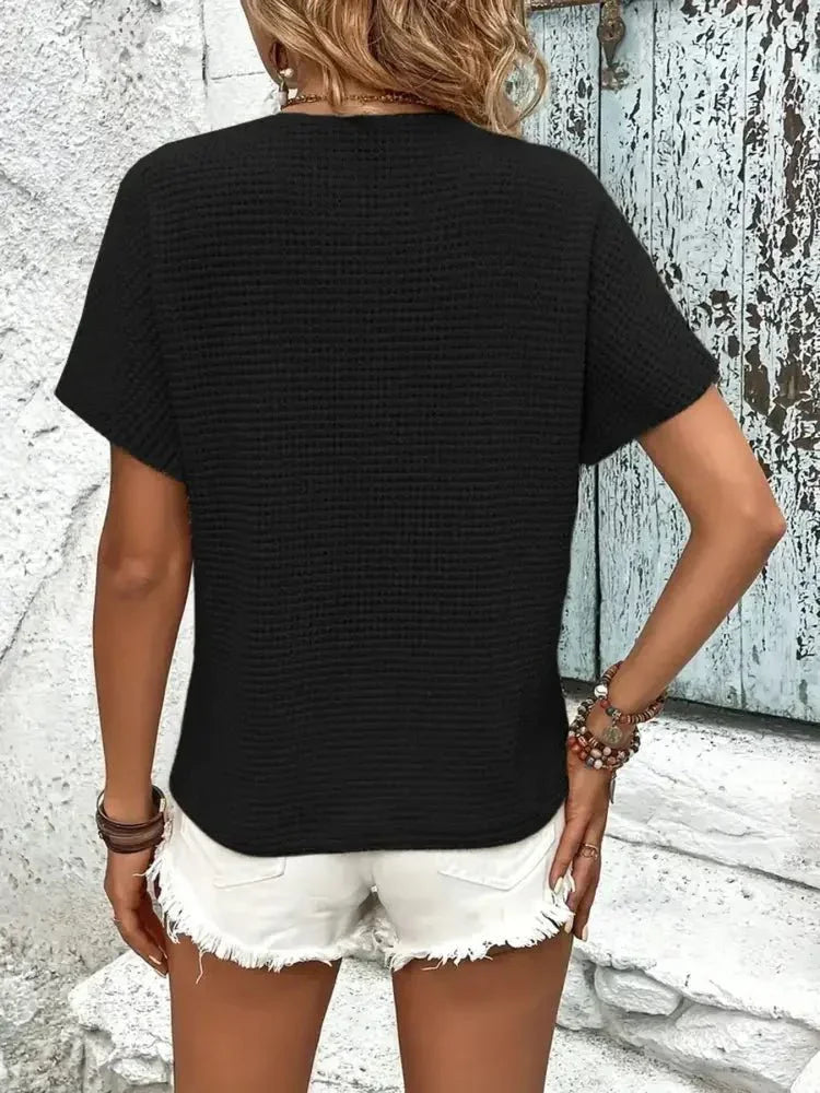 V - Neck Textured Knit T-Shirt - Update AvenueT-ShirtsTrendsi1001002031539441001002031539440f346fcb9cde4da7a879592bd5d9fef9 - Max - OriginBlack