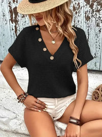V - Neck Textured Knit T-Shirt - Update AvenueT-ShirtsTrendsi1001002031539441001002031539440368d3724f47413ca687d3873925a144 - Max - OriginBlack
