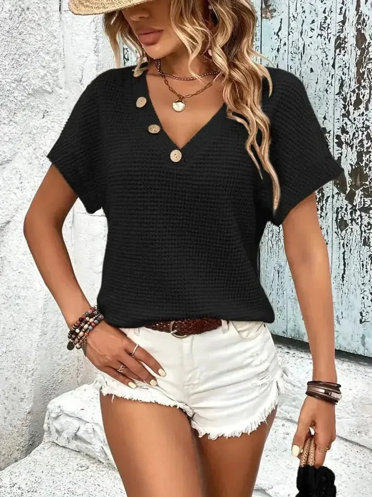 V - Neck Textured Knit T-Shirt - Update AvenueT-ShirtsTrendsi100100203153944100100203153944678ea22f441440a184d8e935674e39f7 - Max - OriginBlack
