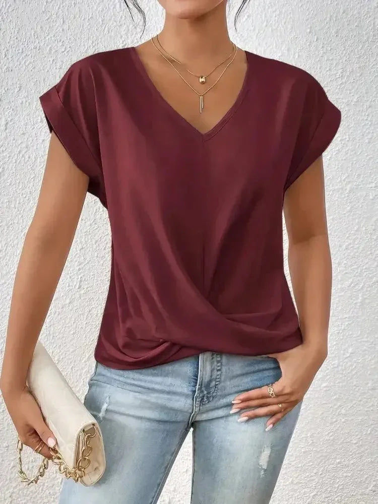 V - Neck Twist Front Top - Update AvenueT-ShirtsTrendsi1001003145218561001003145218564d5f6ab6 - 7a60 - 42d5 - 8633 - f4ee84dc1ee3 - Max - OriginBurgundy