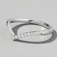 V Shape Inlaid Zircon 925 Sterling Silver Ring