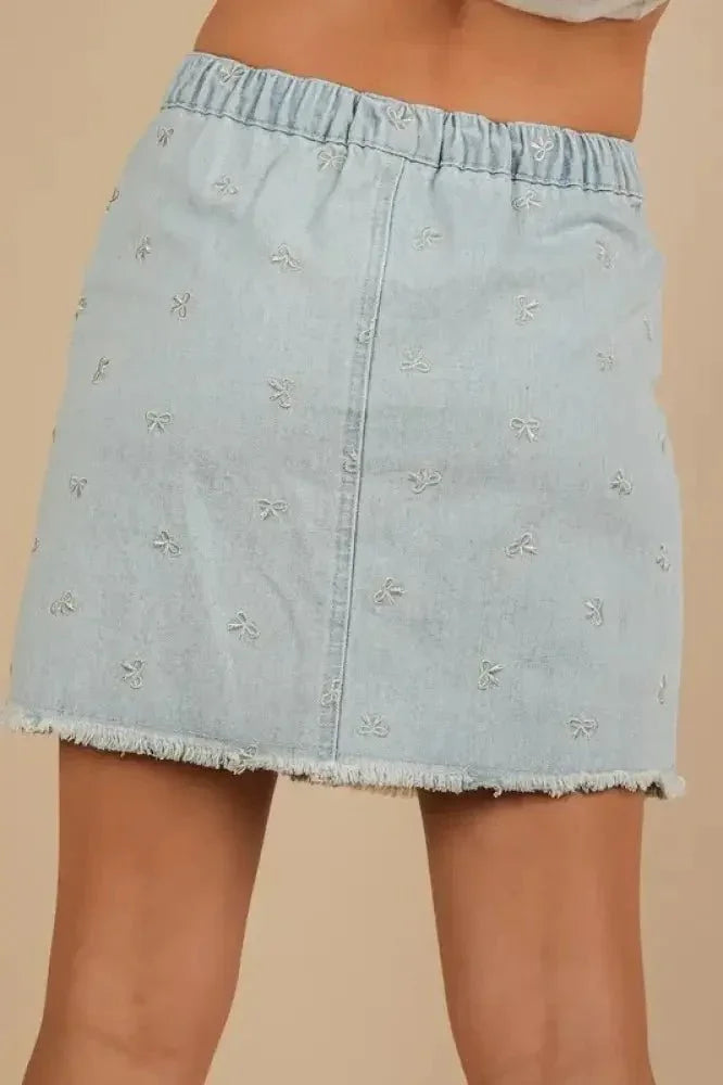 VERY J Bow Printed Casual Denim Mini Skirt - Update AvenueDenim Dresses & SkirtsTrendsi1001007308613661001007308613661e0df7ccc0b748da947406b1f03eb3c4 - Max - OriginLt Indigo