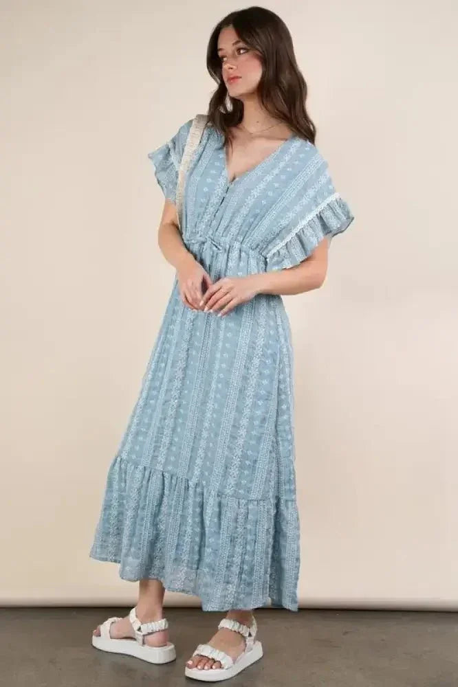 VERY J Embroidered Boho Ruffled Midi Dress - Update AvenueEffortless Elegance: DressesTrendsi100100953781315100100953781315906a2024d4b24a5eafcc2b8024093ab4 - Max - OriginBlue