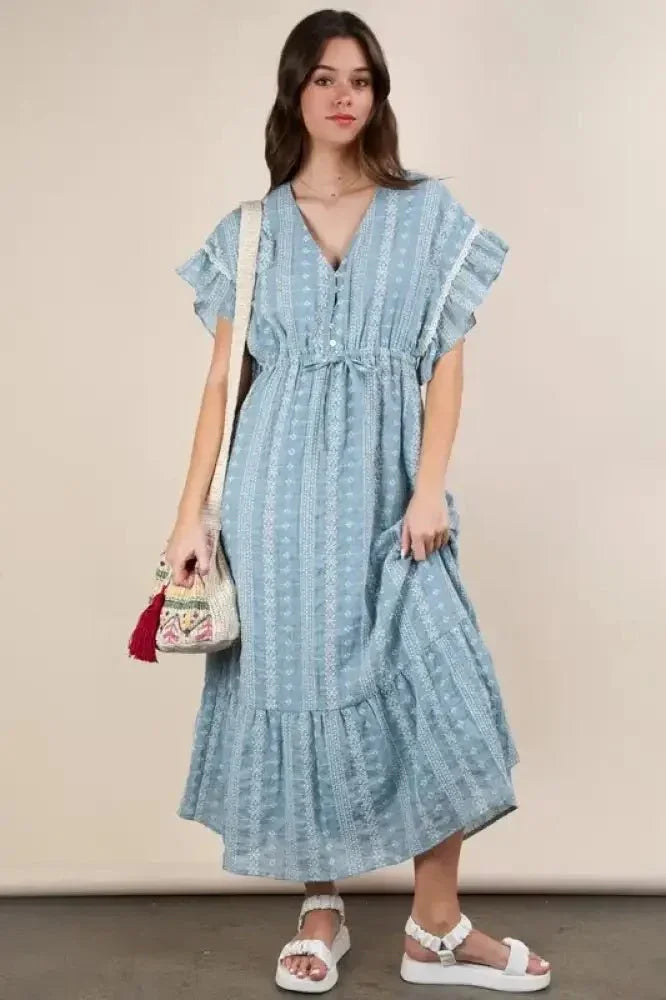 VERY J Embroidered Boho Ruffled Midi Dress - Update AvenueEffortless Elegance: DressesTrendsi100100953781315100100953781315924ec404364c4bad92b056bb6498b989 - Max - OriginBlue