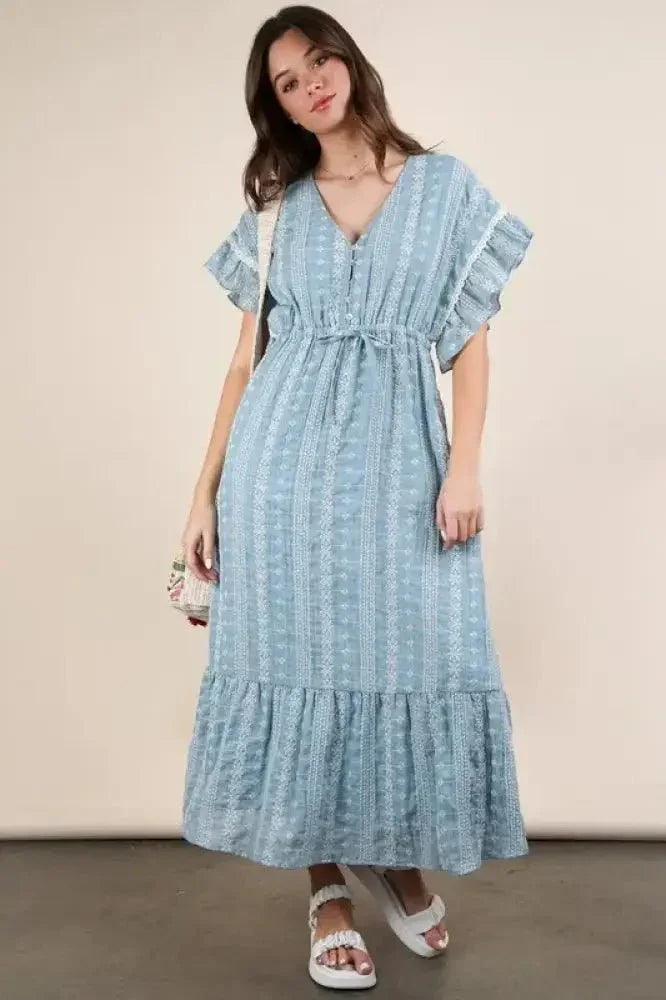 VERY J Embroidered Boho Ruffled Midi Dress - Update AvenueEffortless Elegance: DressesTrendsi1001009537813151001009537813150069677d63284400b80a7cf73f2b9741 - Max - OriginBlue