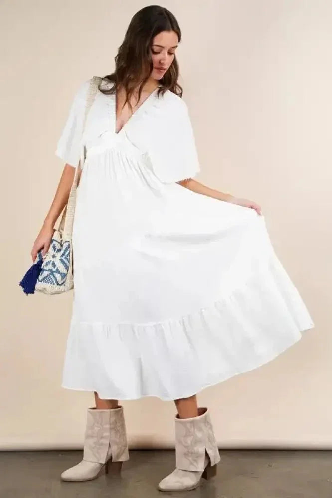 VERY J Mineral Washed Elastic Neck Detail Midi Dress - Update AvenueEffortless Elegance: DressesTrendsi100100572581449100100572581449ba216d0c8b65413a94a471f44cb54489 - Max - OriginWhite