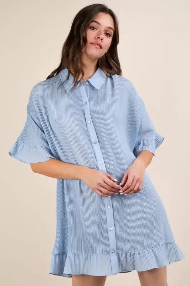 VERY J Pleated Detail Button Down Mini Dress - Update AvenueEffortless Elegance: DressesTrendsi100100971201168100100971201168daaa51596ee740139f61d65338ca970b - Max - OriginSky