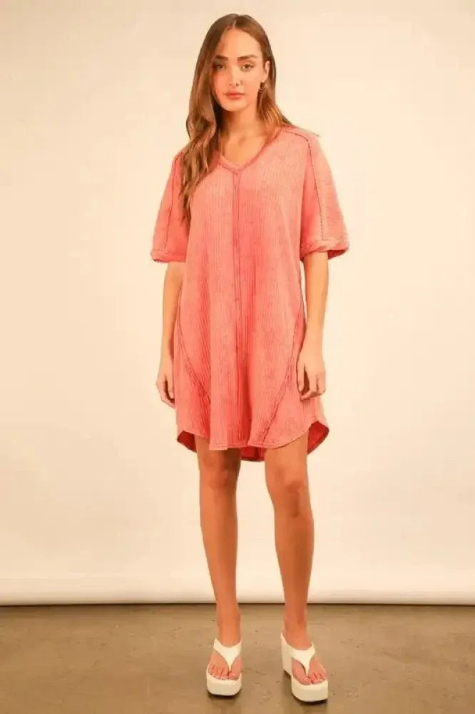 VERY J Plus Size Mineral Washed Ribbed Knit Mini Dress - Update AvenueEffortless Elegance: DressesTrendsi1001009638117081001009638117088c33b4dc01ac409591d9efc29b422d14 - Max - OriginCoral