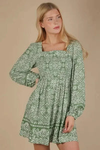 VERY J Printed Smocked Chest Boho Mini Dress - Update AvenueEffortless Elegance: DressesTrendsi10010008921117510010008921117578764b24ce4e46c090bb78d5f524a7ca - Max - OriginGreen