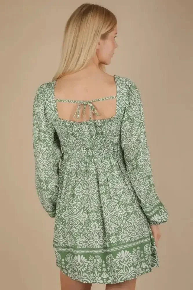 VERY J Printed Smocked Chest Boho Mini Dress - Update AvenueEffortless Elegance: DressesTrendsi100100089211175100100089211175ae3eaa25f3df44b4ac70fb3c164b8f44 - Max - OriginGreen