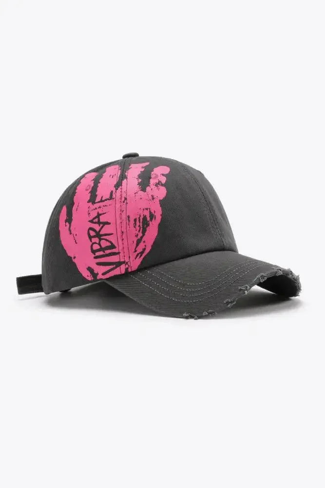 VIBRA Graphic Distressed Adjustable Baseball Cap - Update AvenueTrendsi101300645190891101300645190891VIBRA Graphic Distressed Adjustable Baseball CapDark Gray