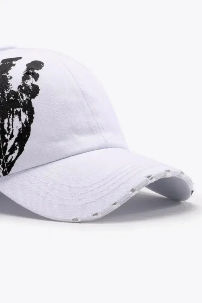 VIBRA Graphic Distressed Adjustable Baseball Cap - Update AvenueTrendsi101300645193117101300645193117VIBRA Graphic Distressed Adjustable Baseball CapWhite