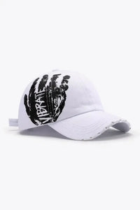 VIBRA Graphic Distressed Adjustable Baseball Cap - Update AvenueTrendsi101300645193117101300645193117VIBRA Graphic Distressed Adjustable Baseball CapWhite