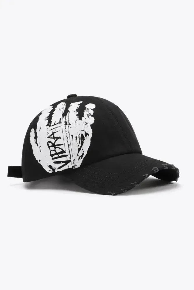 VIBRA Graphic Distressed Adjustable Baseball Cap - Update AvenueTrendsi101300645193751101300645193751VIBRA Graphic Distressed Adjustable Baseball CapBlack