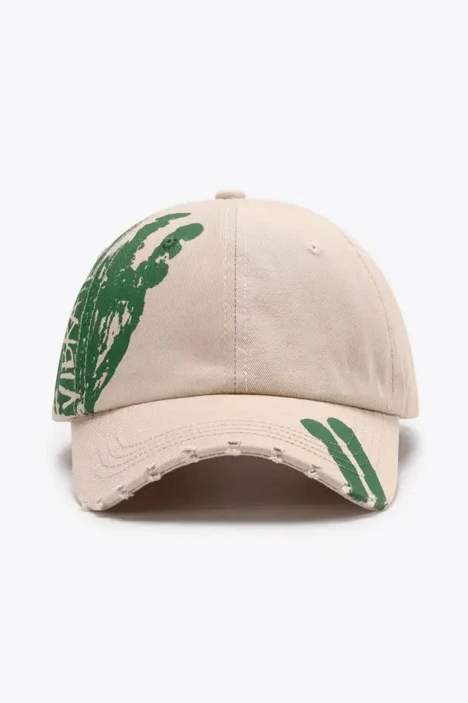 VIBRA Graphic Distressed Adjustable Baseball Cap - Update AvenueTrendsi101300645196908101300645196908VIBRA Graphic Distressed Adjustable Baseball CapSand