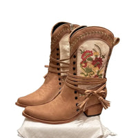 Vintage Floral Embroidered Western Cowgirl Boots