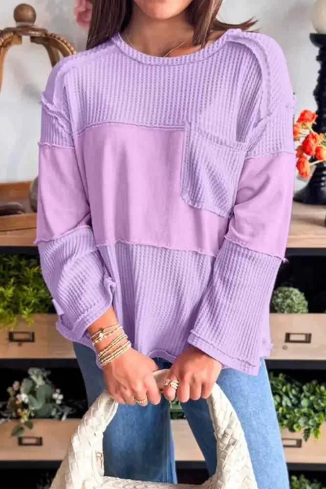 Waffle Knit Long Sleeve T-Shirt - Update AvenueT-ShirtsTrendsi100100937031988100100937031988c3fb7e14 - 2ea1 - 417f - 8d53 - b9370b7dd9c3 - Max - OriginPink Purple