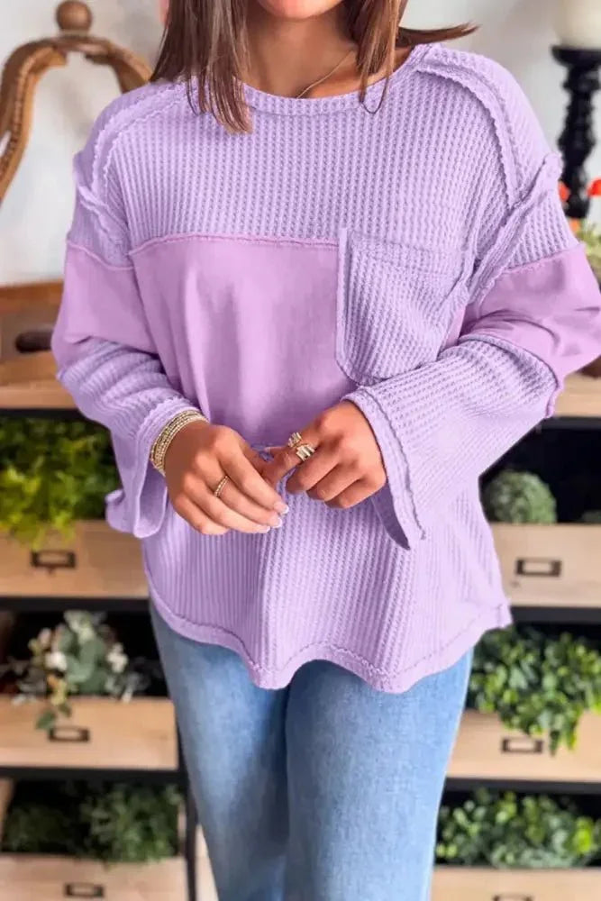 Waffle Knit Long Sleeve T-Shirt - Update AvenueT-ShirtsTrendsi1001009370319881001009370319886afa7a5e - 3aeb - 4bc2 - a3d4 - b1f53641251f - Max - OriginPink Purple
