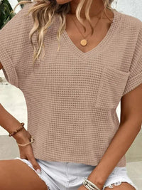 Waffle Knit V - Neck Casual T-Shirt - Update AvenueT-ShirtsTrendsi100100072693110100100072693110c58b177f6cbe4051b6fc5763797c4c15 - Max - OriginPink