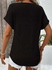 Waffle Knit V - Neck Casual T-Shirt - Update AvenueT-ShirtsTrendsi100100072694665100100072694665f68be46dec824a01b7fc23f2ef18d751 - Max - OriginBlack