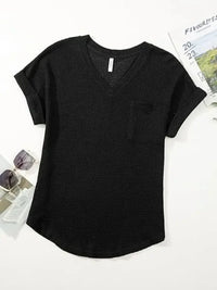 Waffle Knit V - Neck Casual T-Shirt - Update AvenueT-ShirtsTrendsi100100072694665100100072694665414bc51dd69f4b64a8bdb6987b10cd83 - Max - OriginBlack