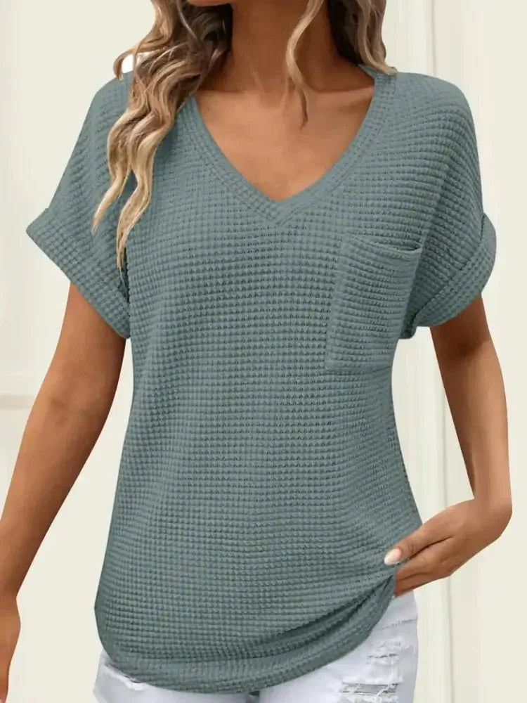 Waffle Knit V - Neck Casual T-Shirt - Update AvenueT-ShirtsTrendsi100100072698727100100072698727b118c61ce1994bfab2da9acc3019ea50 - Max - OriginAir Force Blue