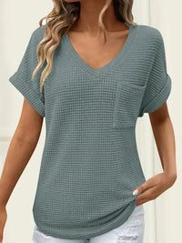 Waffle Knit V - Neck Casual T-Shirt - Update AvenueT-ShirtsTrendsi100100072698727100100072698727b118c61ce1994bfab2da9acc3019ea50 - Max - OriginAir Force Blue