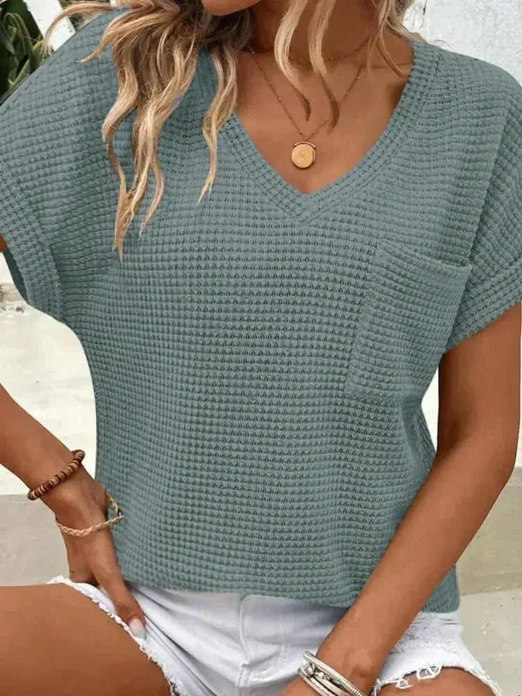 Waffle Knit V - Neck Casual T-Shirt - Update AvenueT-ShirtsTrendsi100100072698727100100072698727c2adff272e634473a5a42d42ce7bc785 - Max - OriginAir Force Blue