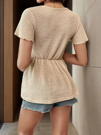 Waffle Knit V - Neck T-Shirt with Lace Trim Detail - Update AvenueT-ShirtsTrendsi100100105177962100100105177962b8ee396aa0474fb49b1454a66ad659a8 - Max - OriginTan